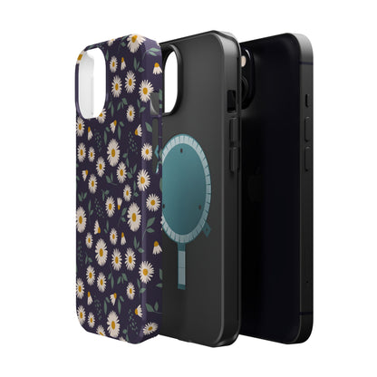 Midnight Daisy MagSafe iPhone Case – Dark Navy Floral Design, Slim and Protective