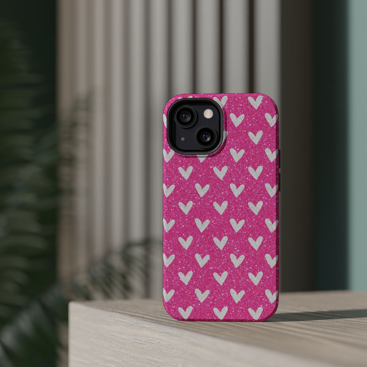 Pink Glitter Hearts Pattern – MagSafe iPhone Case