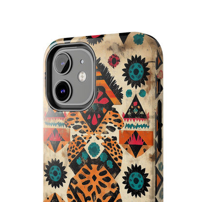 Bohemian Leopard & Tribal Floral Tough MagSafe iPhone Case – Vibrant Eclectic Design, Dual - Layer Protection - BOGO Cases