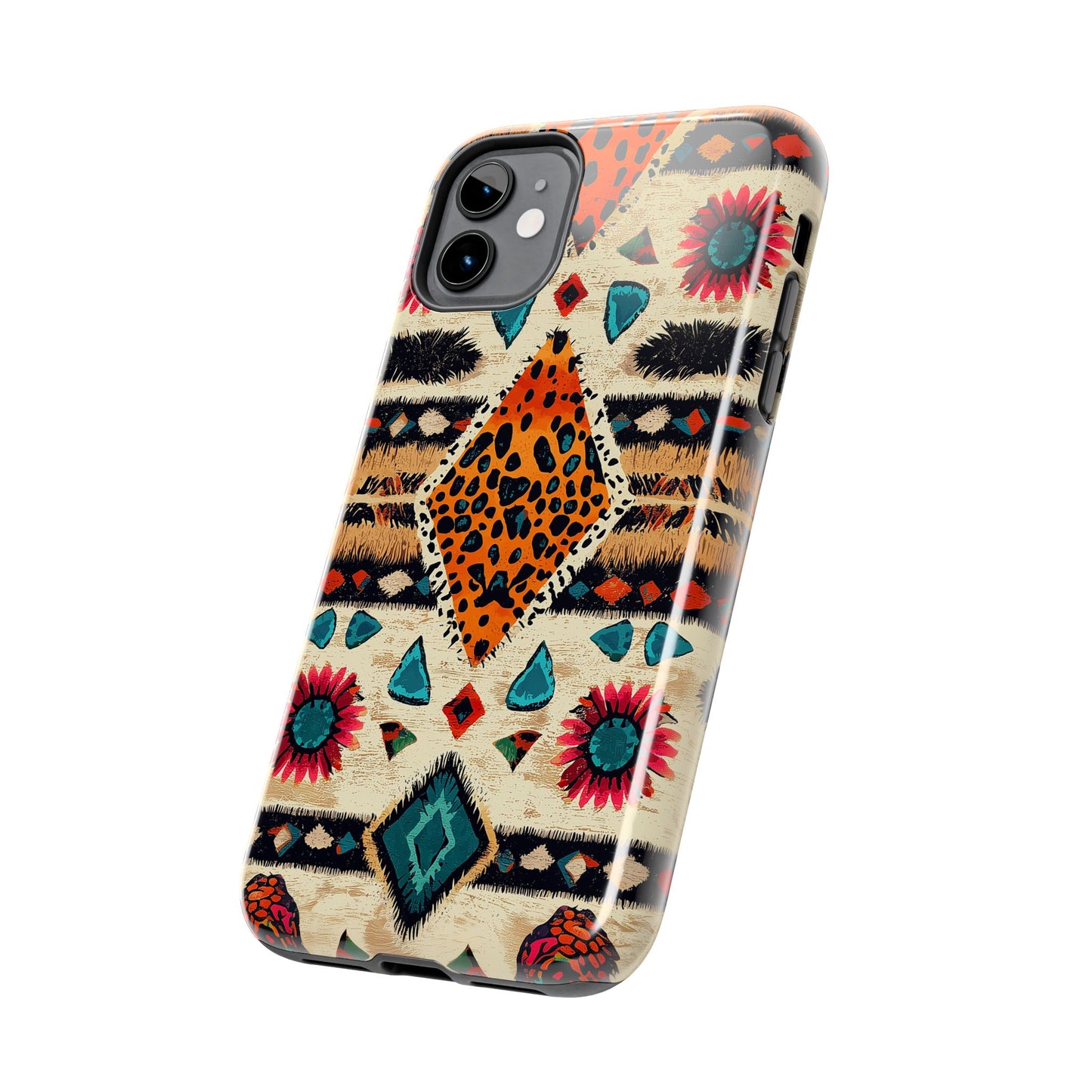 Wild Boho Leopard Print & Floral Tough iPhone Case – Eclectic Tribal Design, Dual - Layer Protection - BOGO Cases