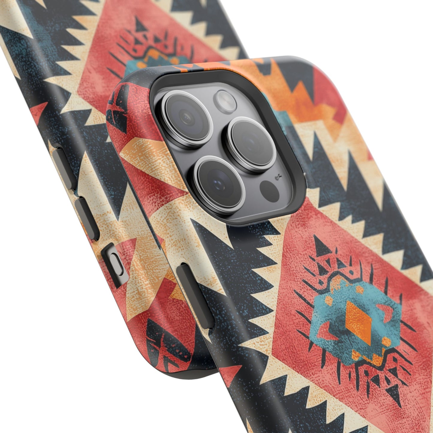 Bold Aztec Pattern Tough MagSafe iPhone Case – Vibrant Geometric Design, Dual-Layer Protection