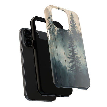 Misty Pine Forest Iphone Case - Nature-Inspired Wood Design Protective Cover