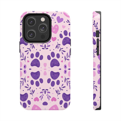 Pastel Paw Print iPhone Case - Cute Pet-Themed Floral Protective Cover