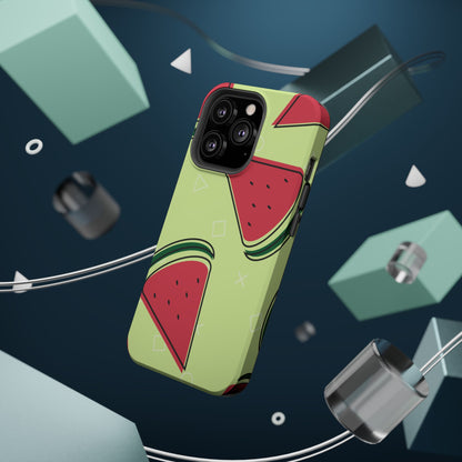 Watermelon Slice MagSafe iPhone Case – Fresh & Fun Design with Retro Geometric Pattern