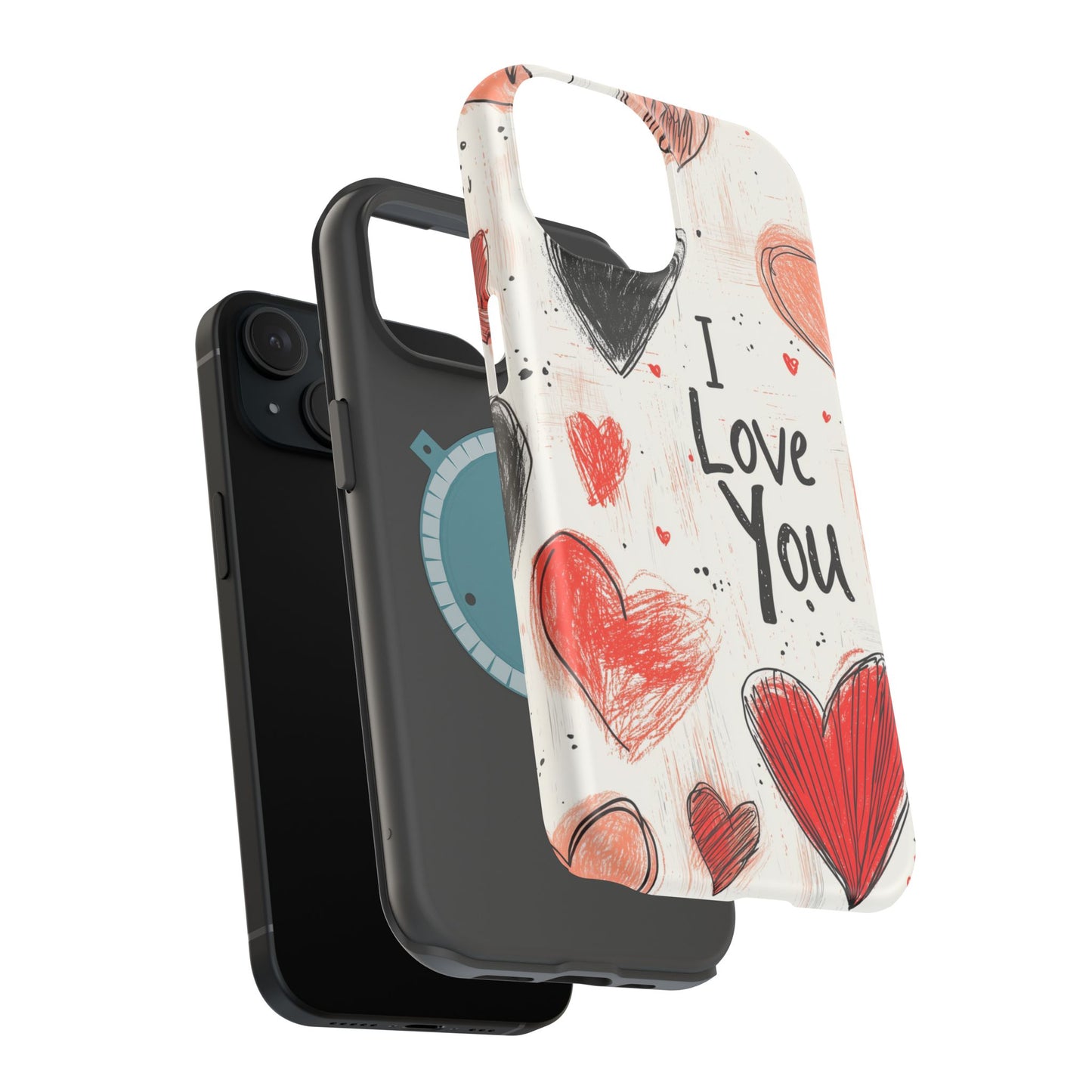 Romantic "I Love You" Heart Sketch - MagSafe Compatible Case