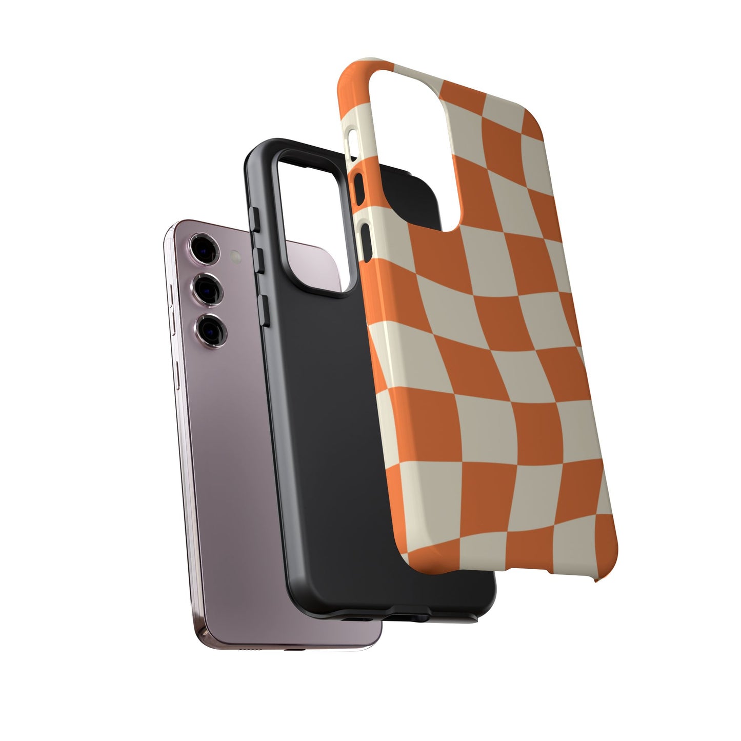 Wavy Retro Checkerboard Samsung Galaxy Case – Shockproof, Matte Finish, Dual-Layer Protection