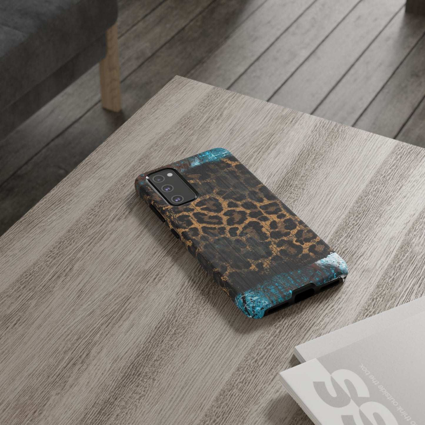 Boho Leopard and Turquoise Tough Samsung Galaxy Case – Rustic Western Design with Dual-Layer Protection