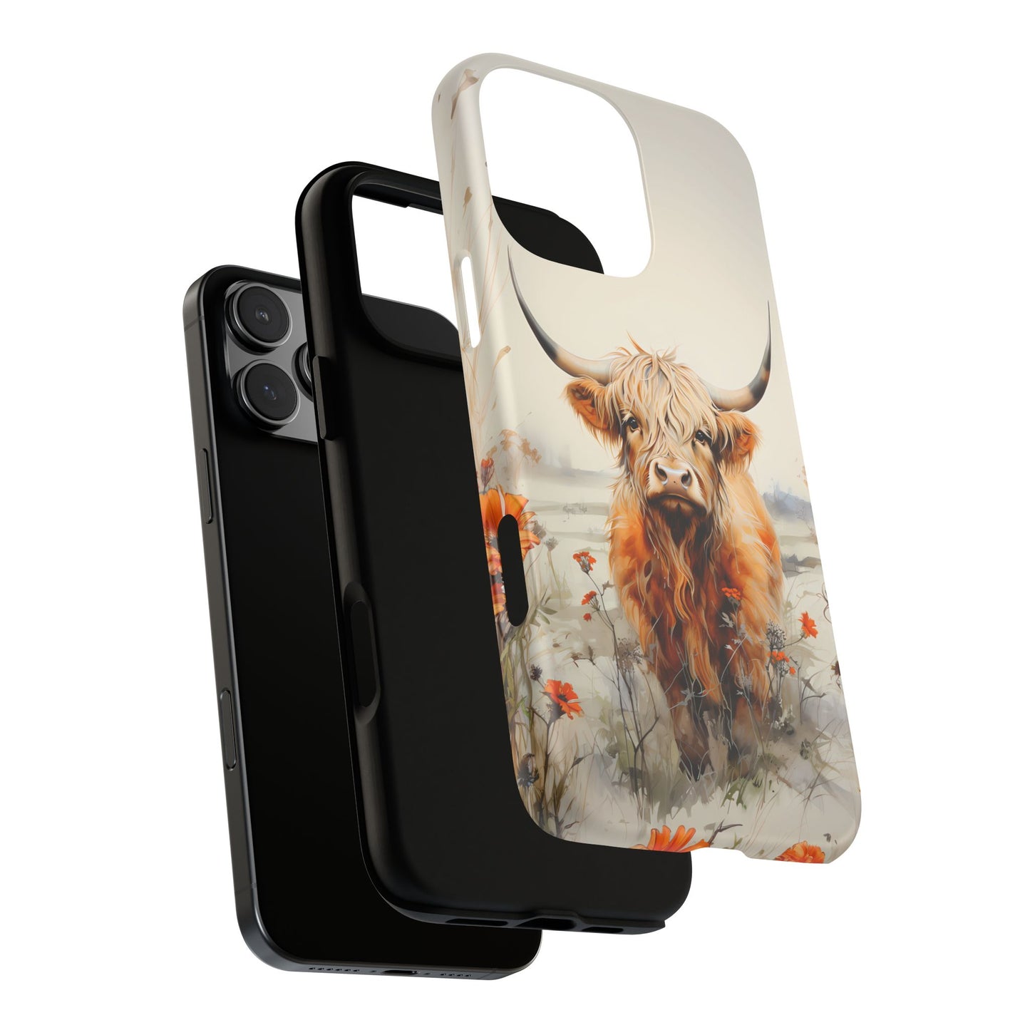 Cutest Highland Cow & Flowers Phone Case!