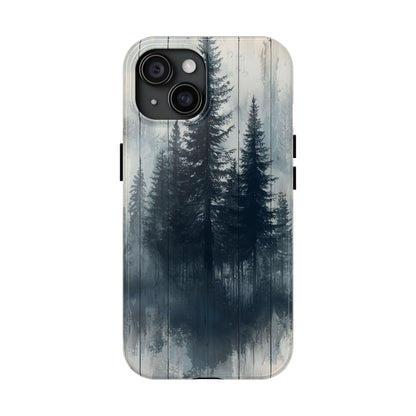 Rustic Pine Forest iPhone Case - Blue Toned Woodland Country Design