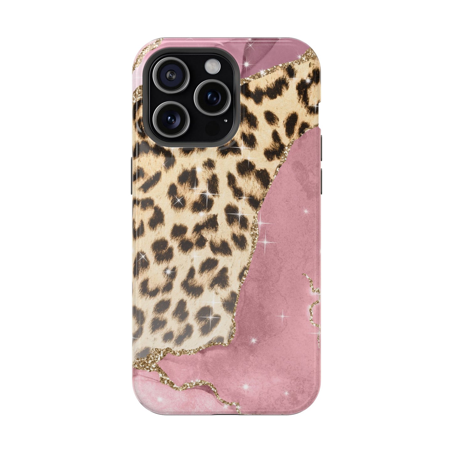 Pink Glam Leopard - MagSafe iPhone Series Case with Glitter Accents