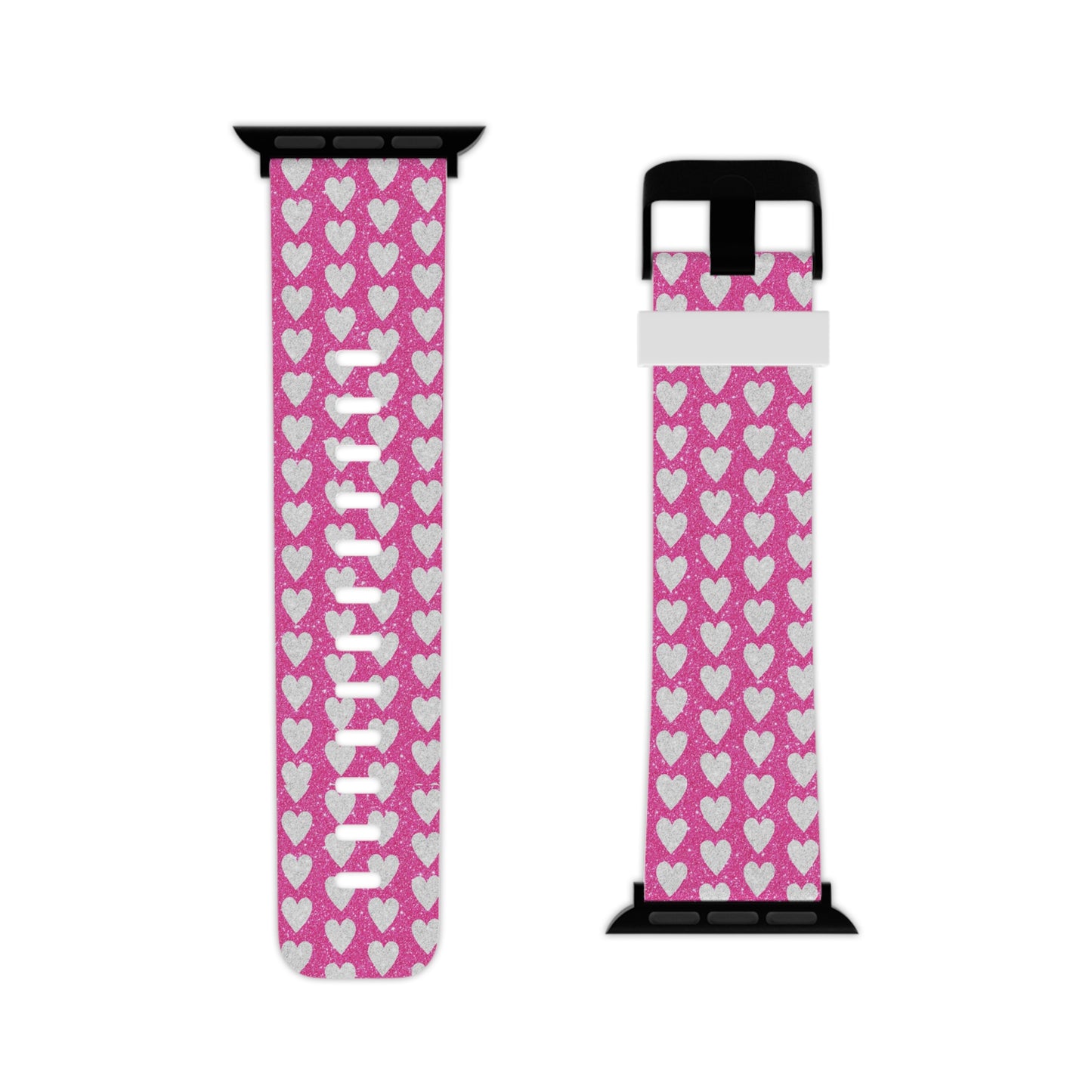  Pink Glitter Hearts Pattern Apple Watch Band