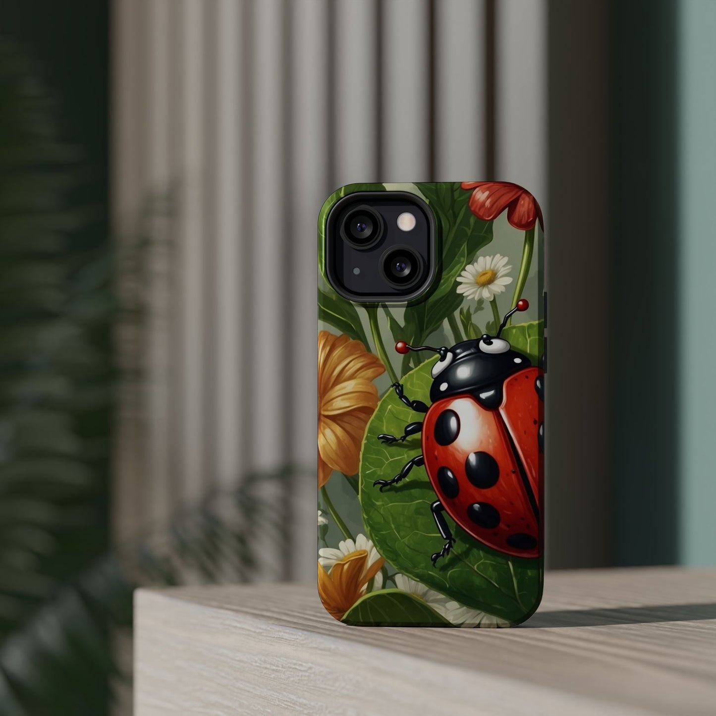 Ladybug Garden MagSafe iPhone Case – Whimsical Floral Design