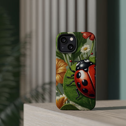 Ladybug Garden MagSafe iPhone Case – Whimsical Floral Design