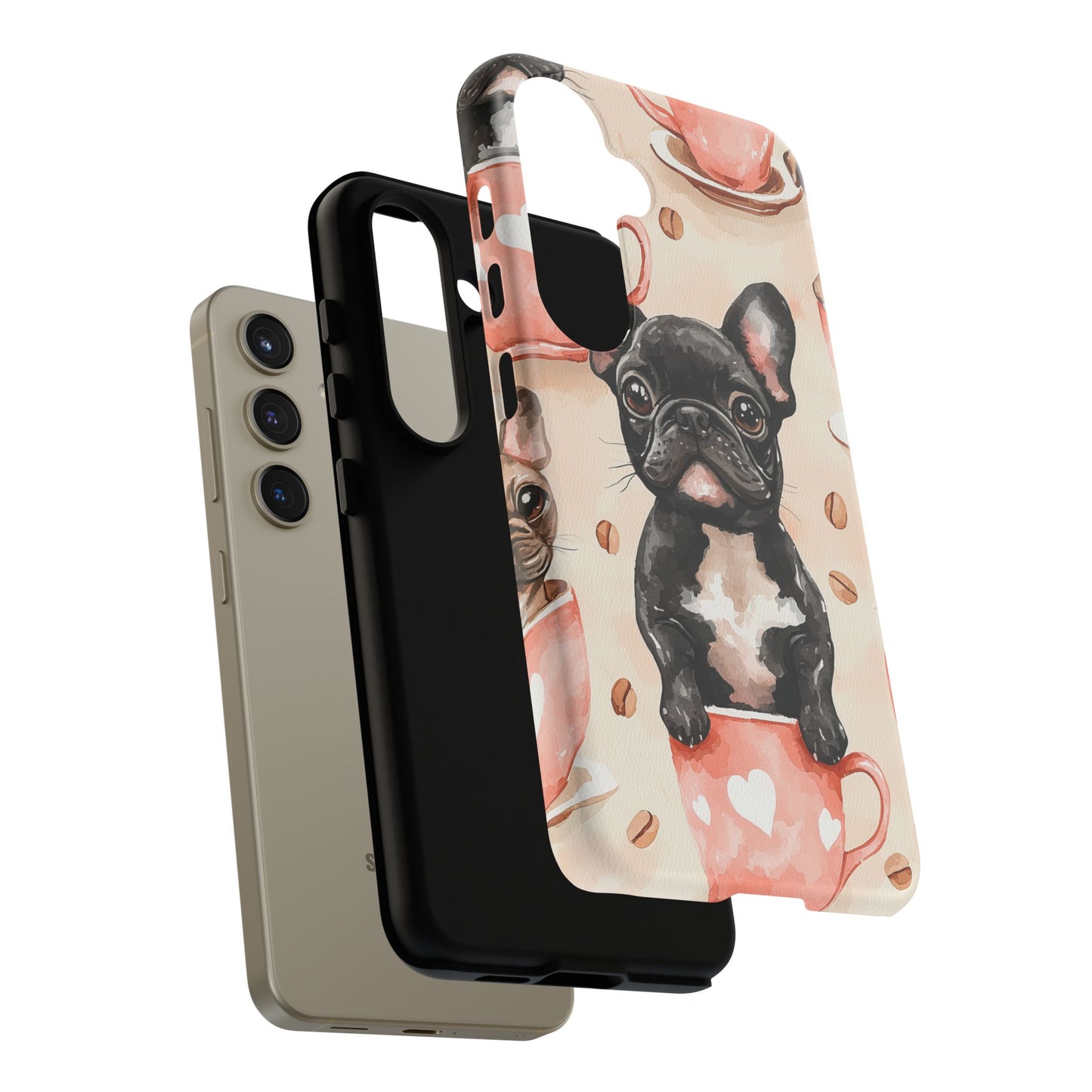 French Bulldog in Coffee Cup  Samsung Galaxy  Case – Cute Dog Art, Shockproof & Slim Design