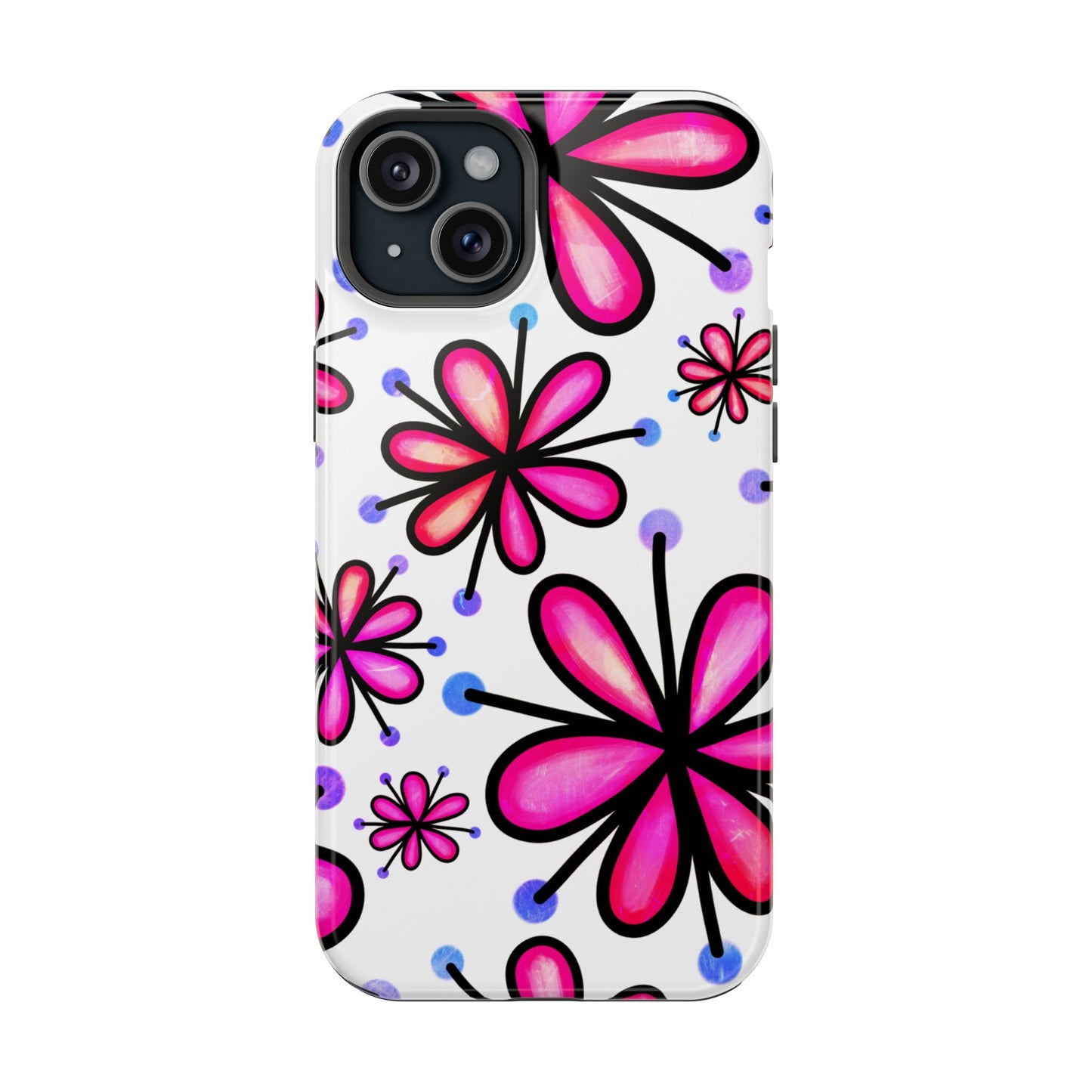 Pink Retro Bloom MagSafe iPhone Case – Ultra-Slim Design, Glossy Finish