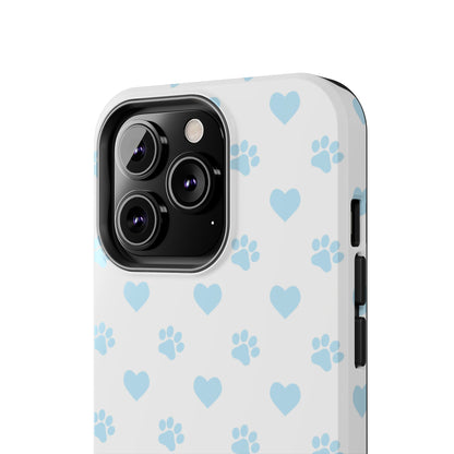 Light Blue Paw Prints & Hearts – iPhone Case for Animal Lovers