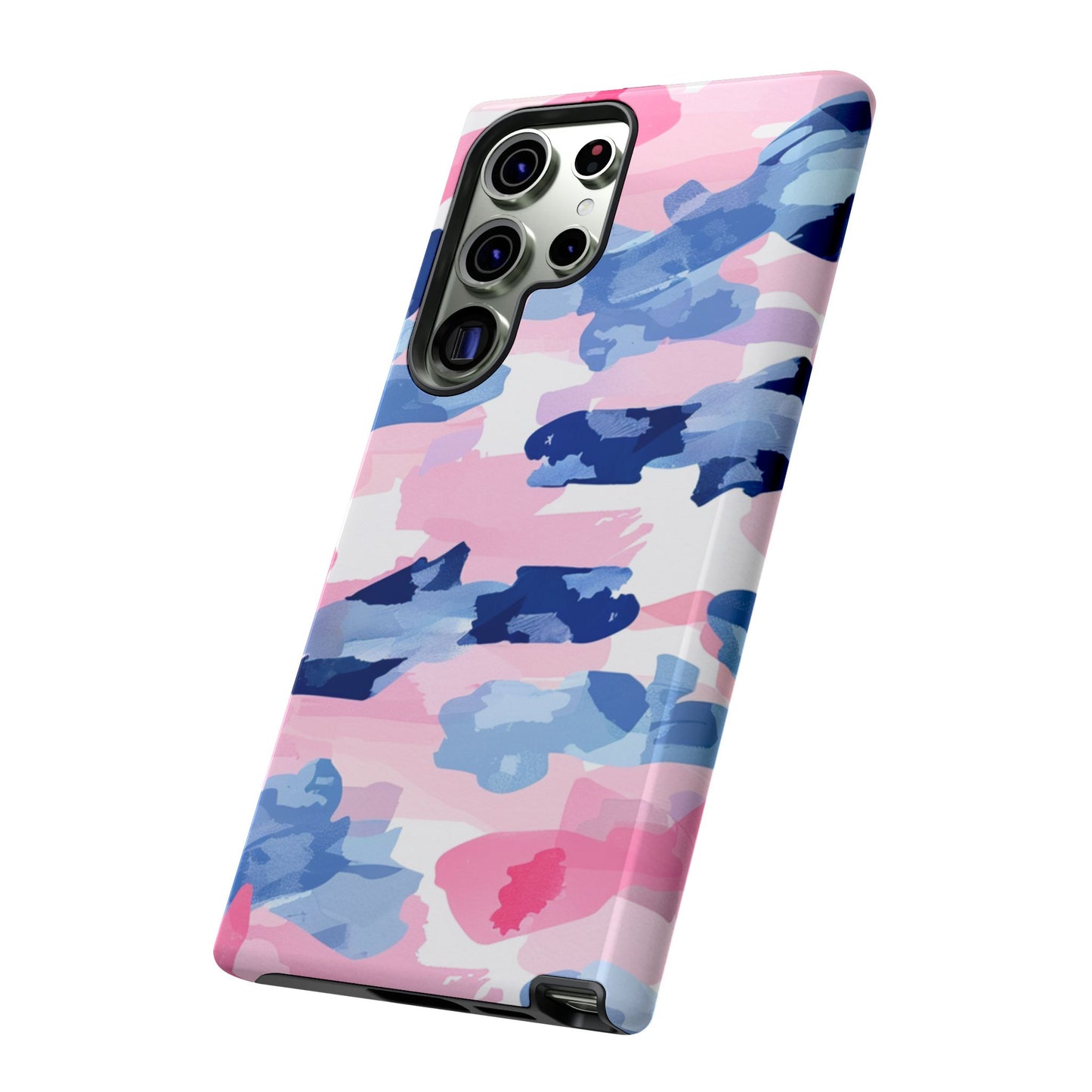 Samsung Galaxy Case: Dynamic Pink & Navy Brushstroke Art