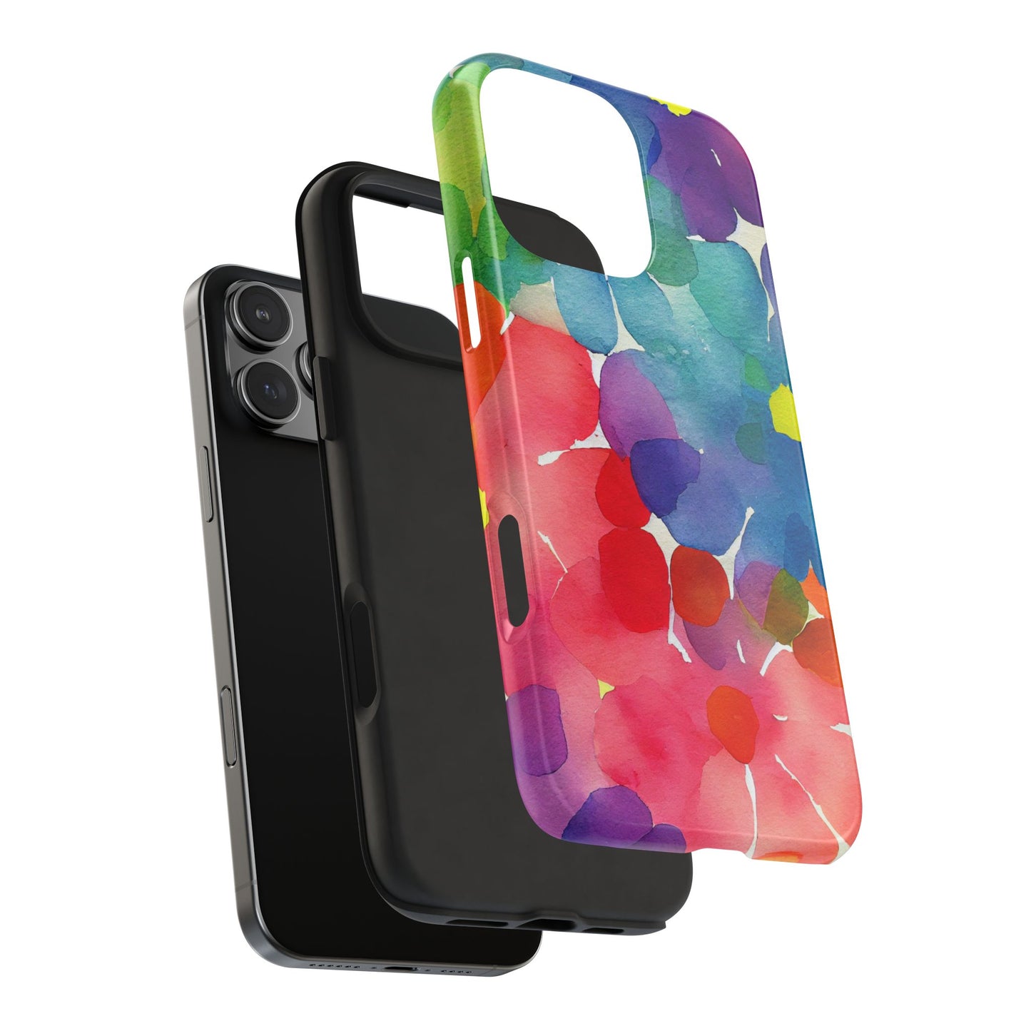 Rainbow Bloom Watercolor iPhone Case – Slim Design, Glossy Finish