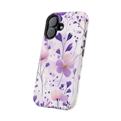 Purple Floral Bliss MagSafe iPhone Case – Delicate Blossom Design