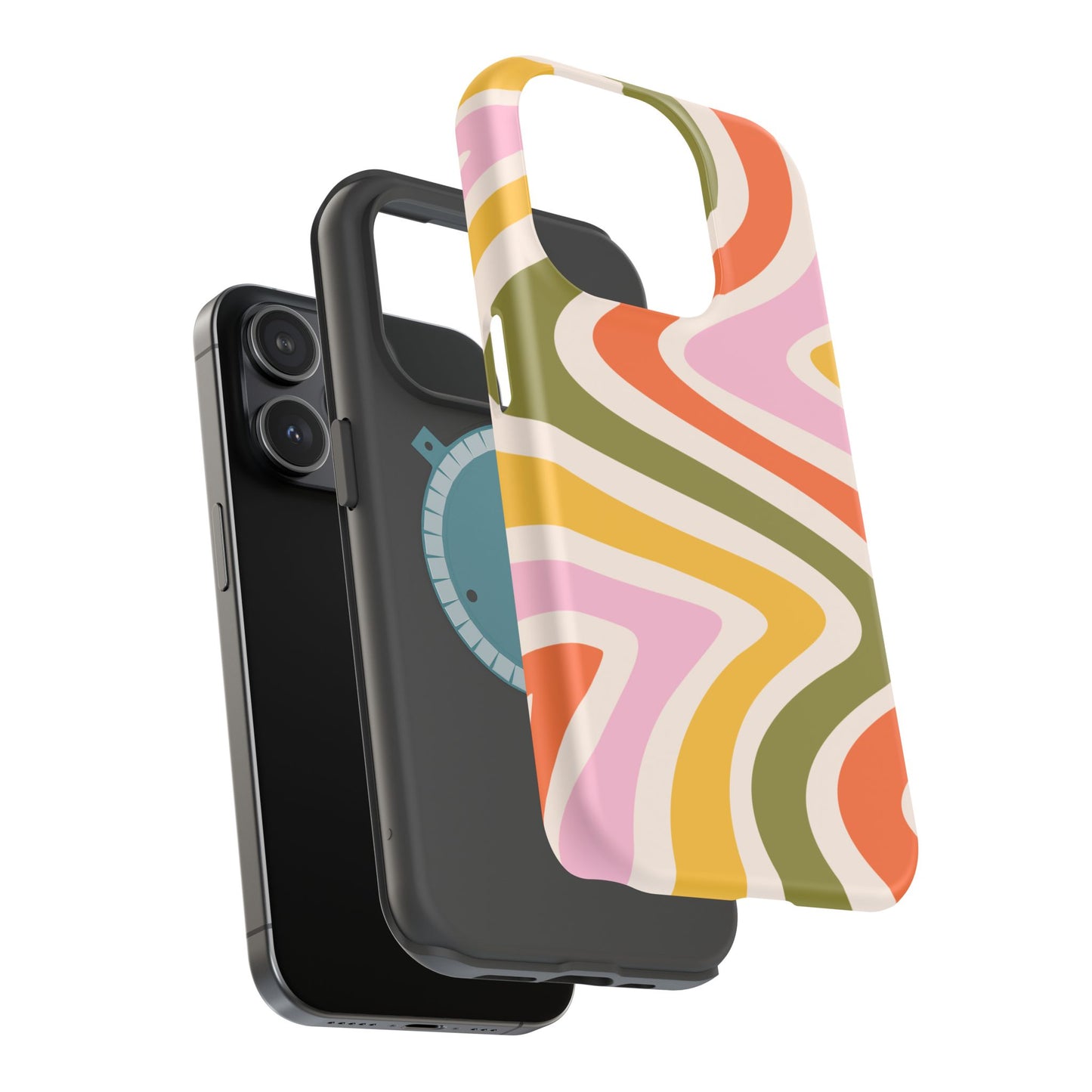 Retro Groove MagSafe iPhone Case – 70s-Inspired Design with Dual-Layer Protection