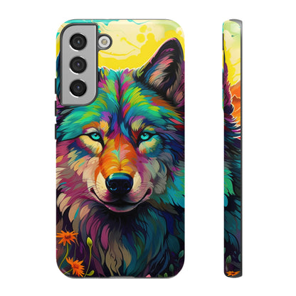 Rainbow Wolf in Bloom – Samsung Galaxy Case with Vivid Nature Design