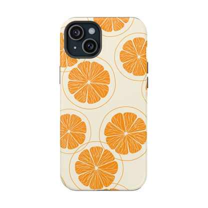 Citrus Burst Pattern Tough MagSafe iPhone Case – Bold Orange Design, Shockproof Protection