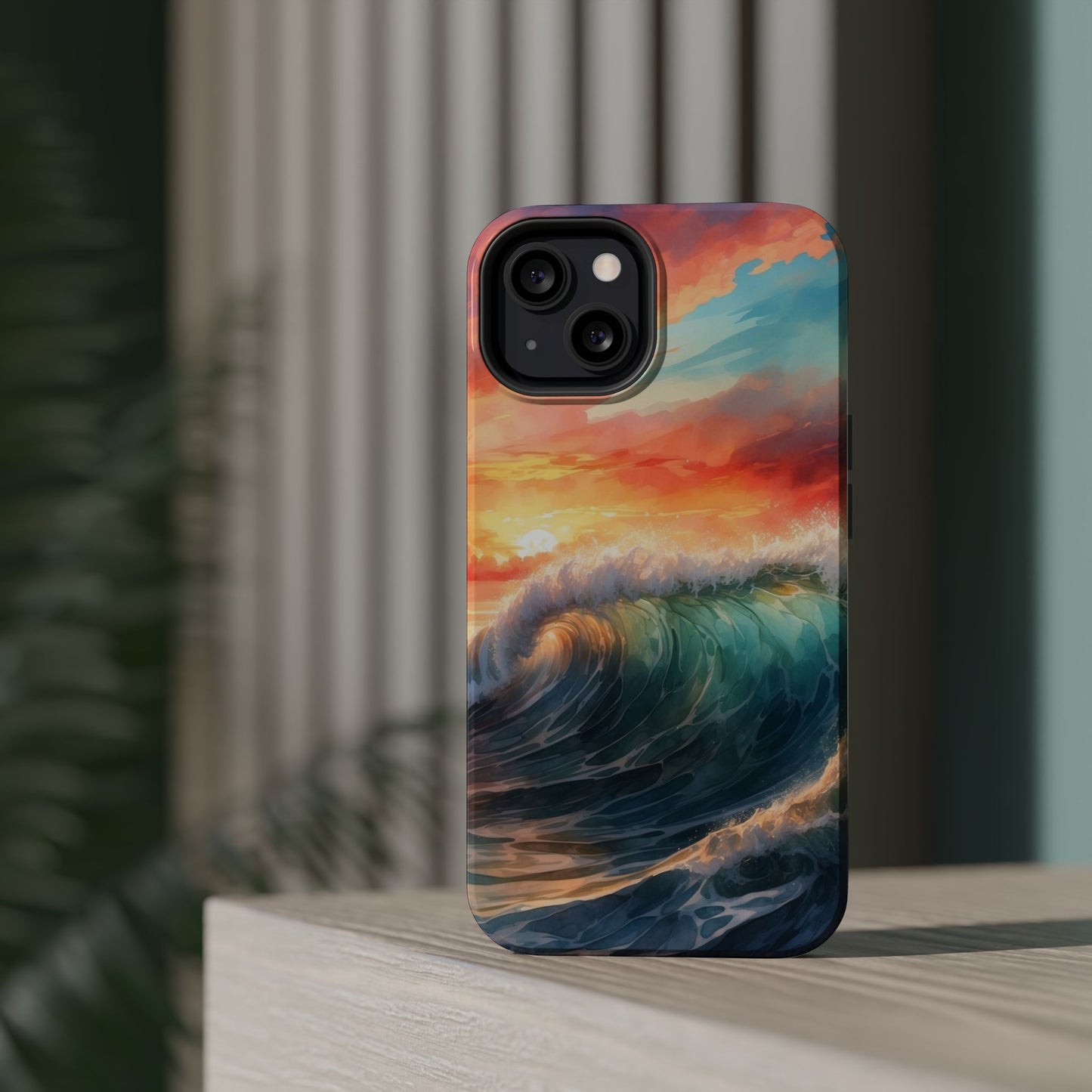 Ocean Wave Sunset MagSafe iPhone Case – Coastal Vibes Design