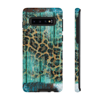 Turquoise Rustic Leopard Wood - Samsung Galaxy Series Case