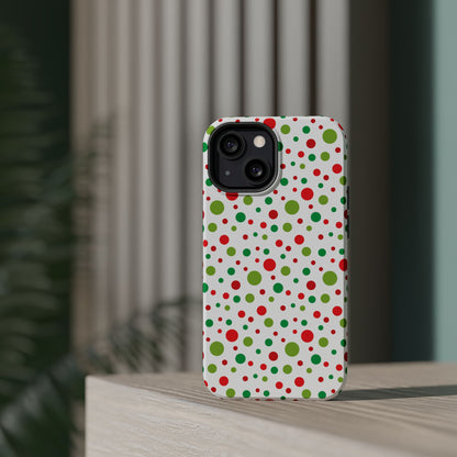 Red & Green Christmas Polka Dots – MagSafe iPhone Case