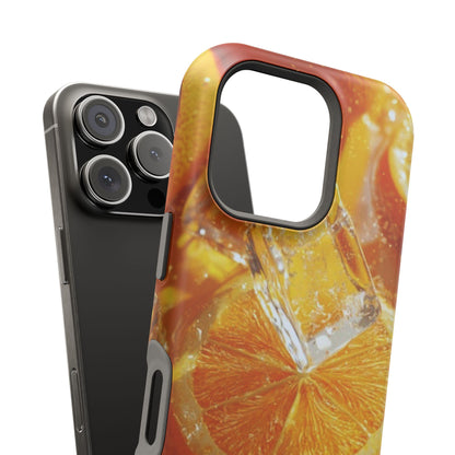 Citrus Orange Splash MagSafe iPhone Case – Dual-Layer Tough Protection, Vibrant Summer Design