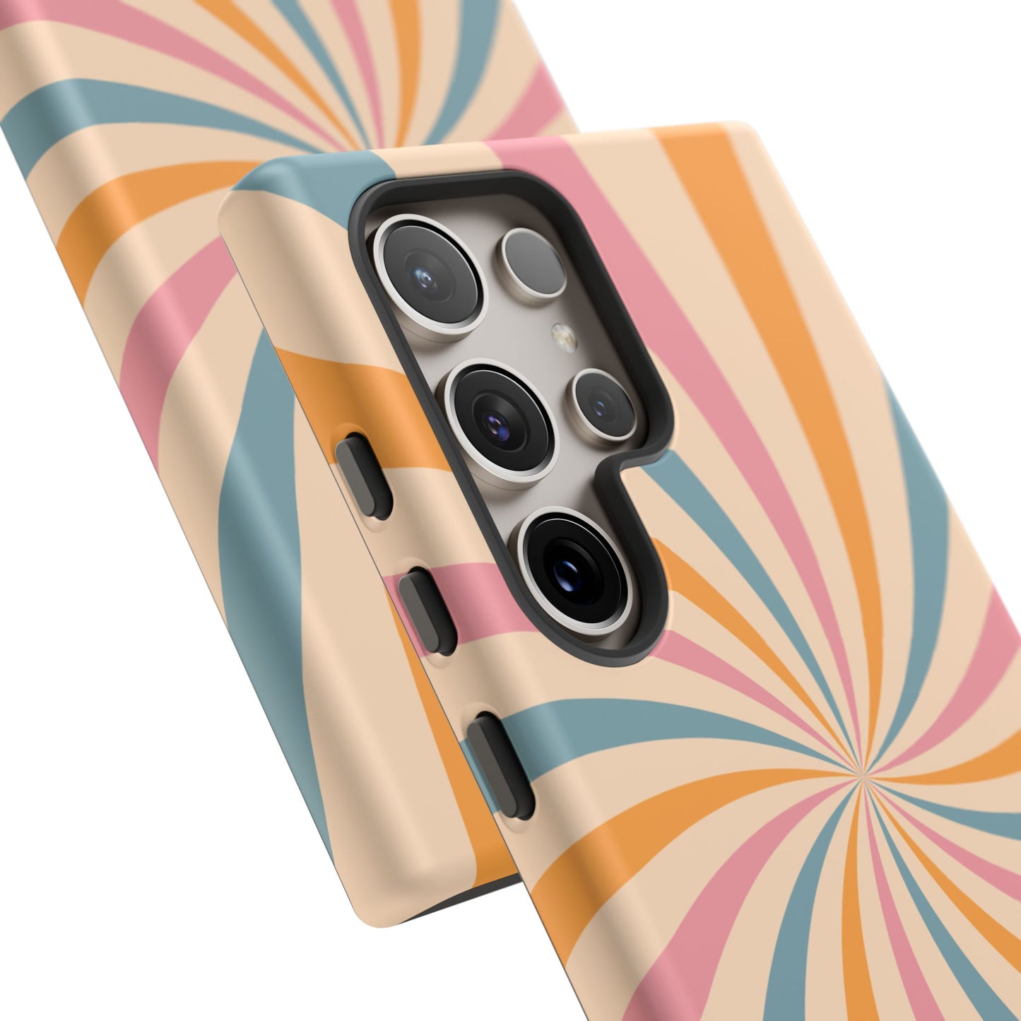 Retro Swirl Pattern Samsung Galaxy Case – Bold 70s Vibe in Pink, Orange, and Teal