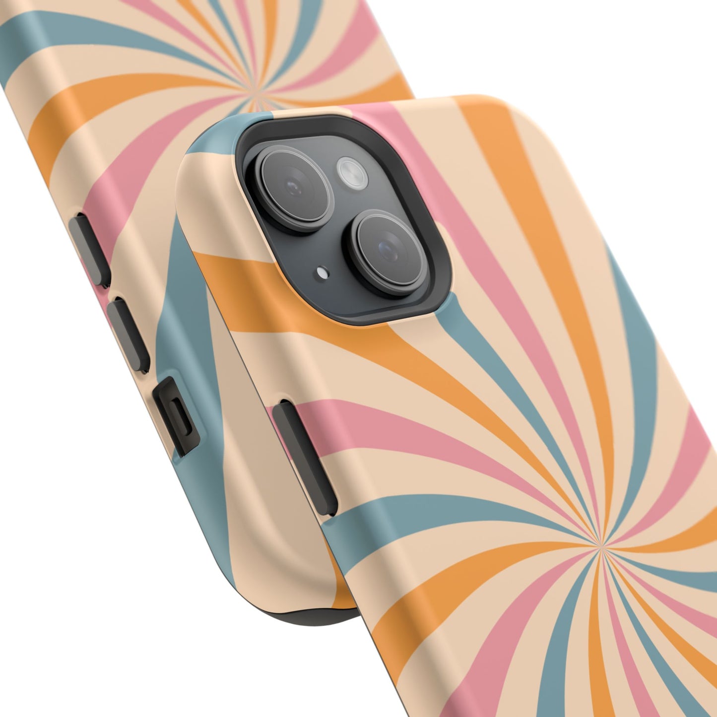 Retro Swirl Pattern MagSafe iPhone Case – Bold 70s Vibe in Pink, Orange, and Orange