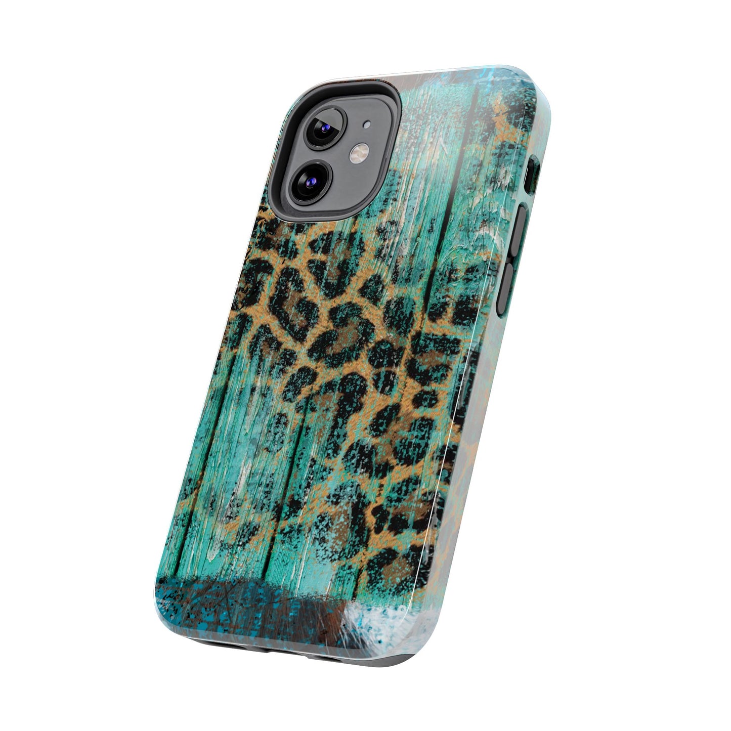 Turquoise Rustic Leopard Wood - iPhone Series Case