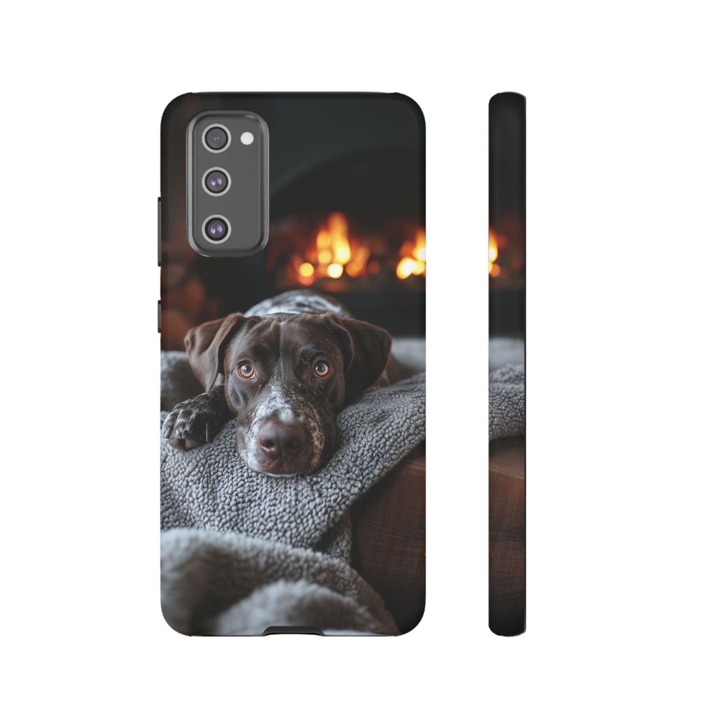 Cozy German Shorthaired Pointer Samsung Galaxy Case – Rustic Fireplace Protective Cover