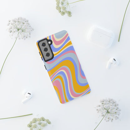 Groovy Pastel Waves Samsung Galaxy Case – 70s-Inspired Design with Dual-Layer Protection