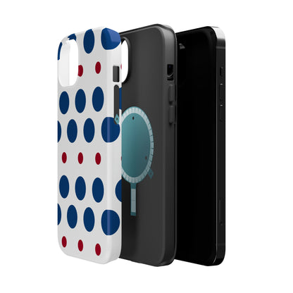 Bold Navy & Red Polka Dot Pattern – MagSafe iPhone Case