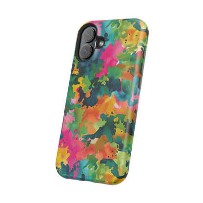 Vibrant Watercolor Splash MagSafe Case – Colorful Abstract Design with MagSafe Compatibility