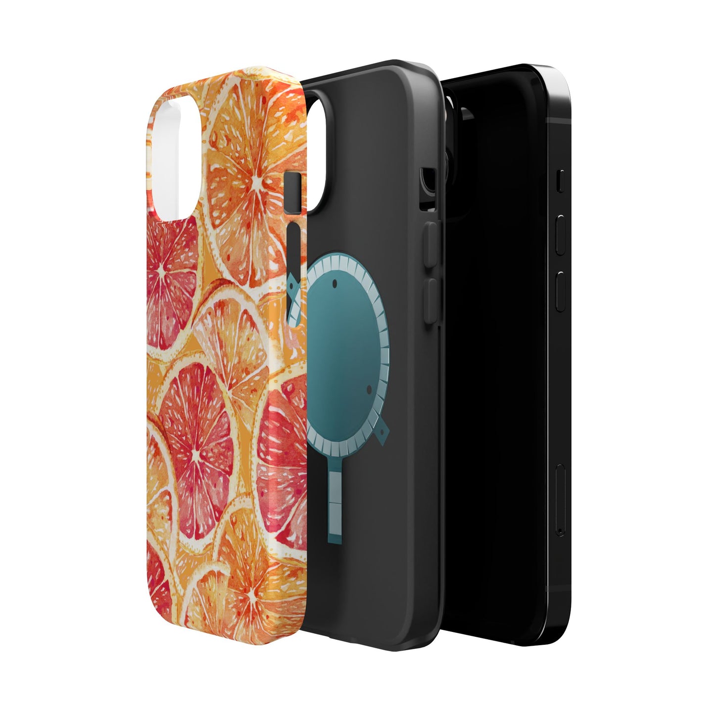 Watercolor Citrus Splash Tough MagSafe iPhone Case – Vibrant Fruit Print, Shock-Resistant Design