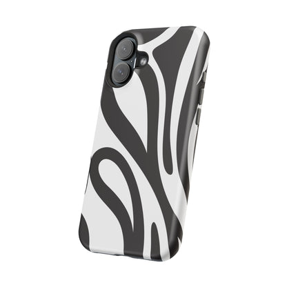 Modern Black and White Abstract Tough MagSafe iPhone Case – Bold Graphic Pattern with Dual-Layer Protection