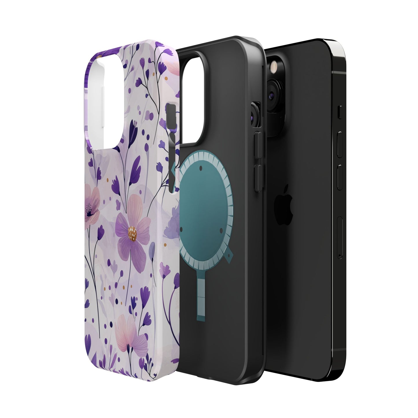 Purple Floral Bliss MagSafe iPhone Case – Delicate Blossom Design