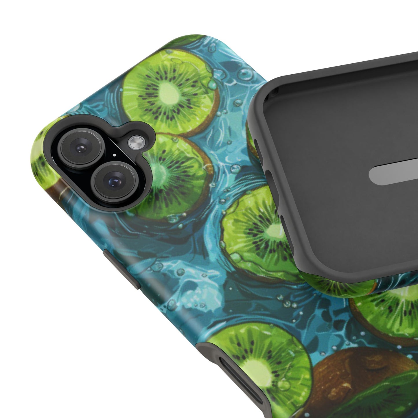 Tropical Kiwi Splash MagSafe iPhone Case – Tough Dual-Layer, Vibrant Summer Design