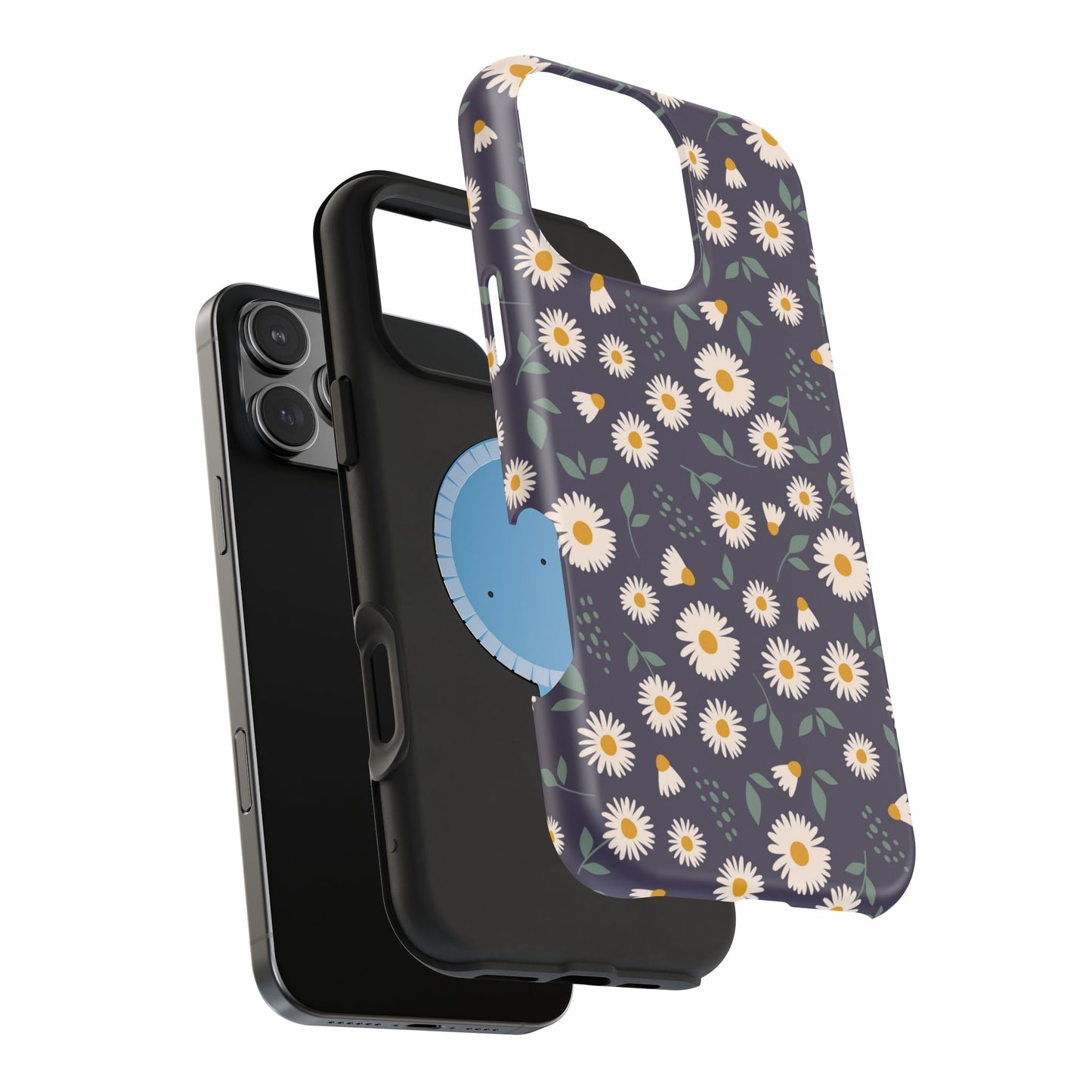 Midnight Daisy MagSafe iPhone Case – Dark Navy Floral Design, Slim and Protective