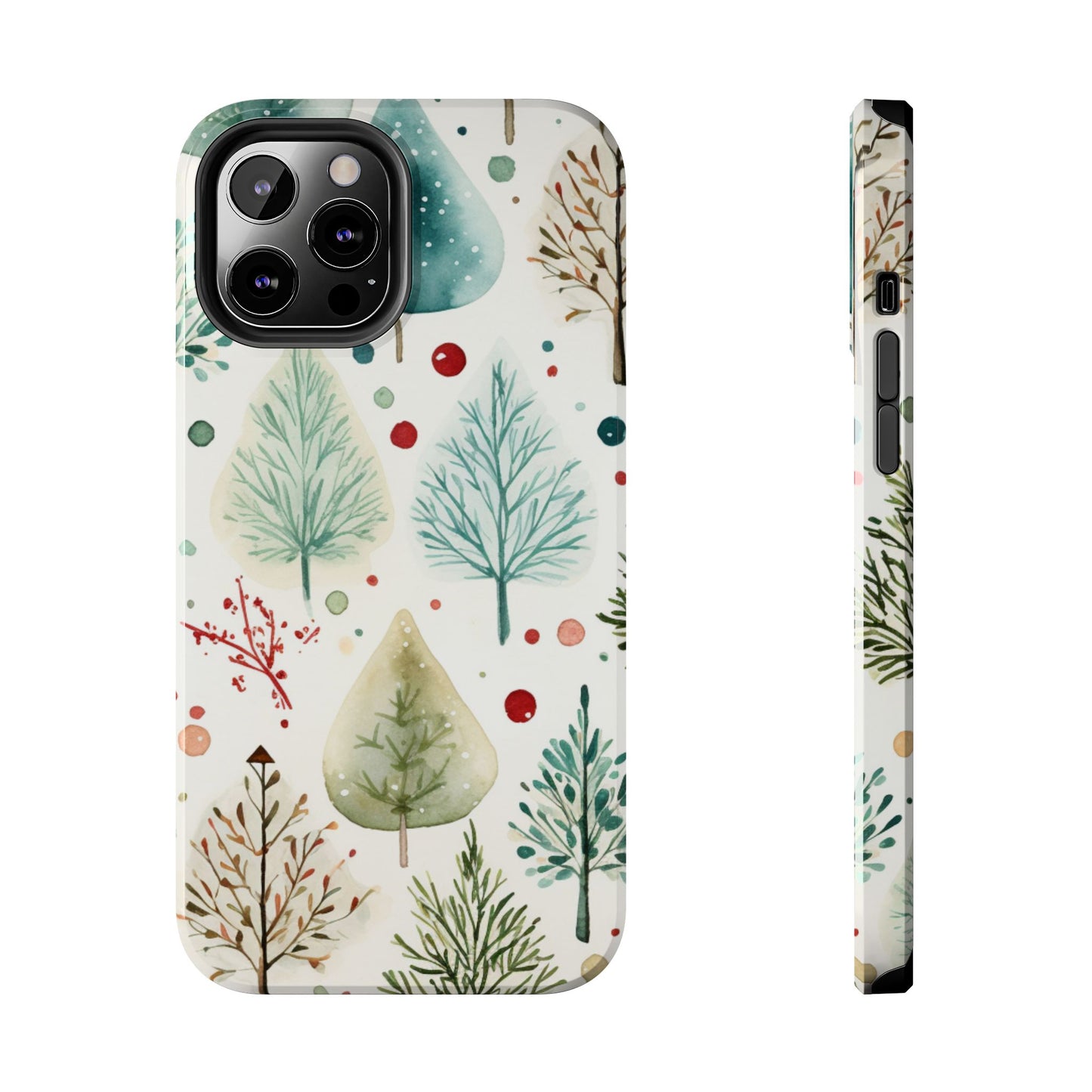 Watercolor Winter Trees iPhone Case – Nature-Inspired, Holiday Theme Protective Cover