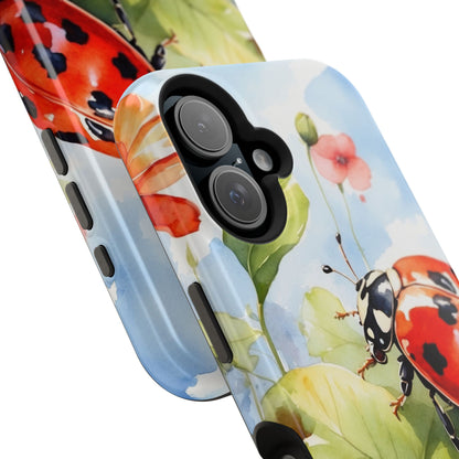 Watercolor Ladybug & Poppy Fields - MagSafe iPhone Case