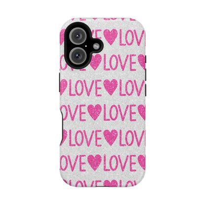 Pink Glitter Love Pattern – MagSafe iPhone Case