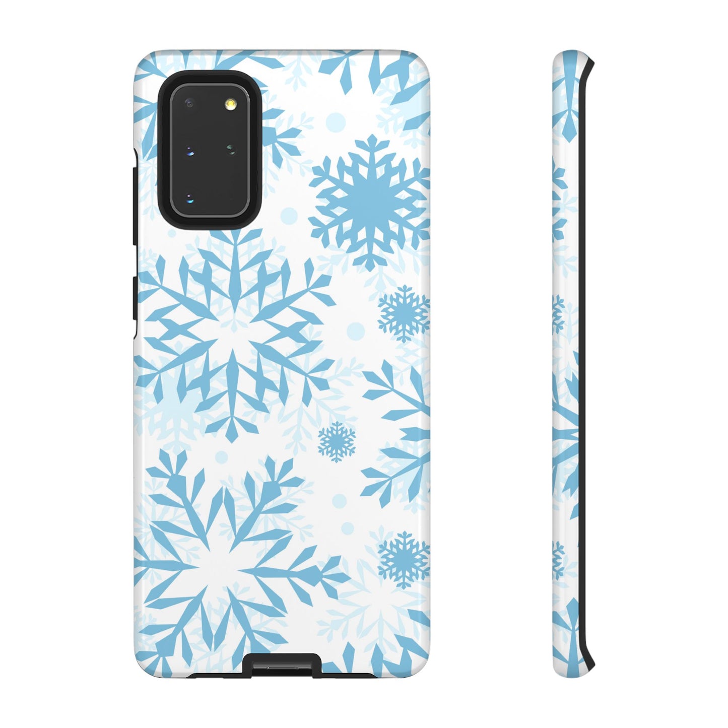 Frosty Blue Snowflakes Samsung Galaxy Case – Shockproof, Smooth Matte Finish, Dual-Layer Design