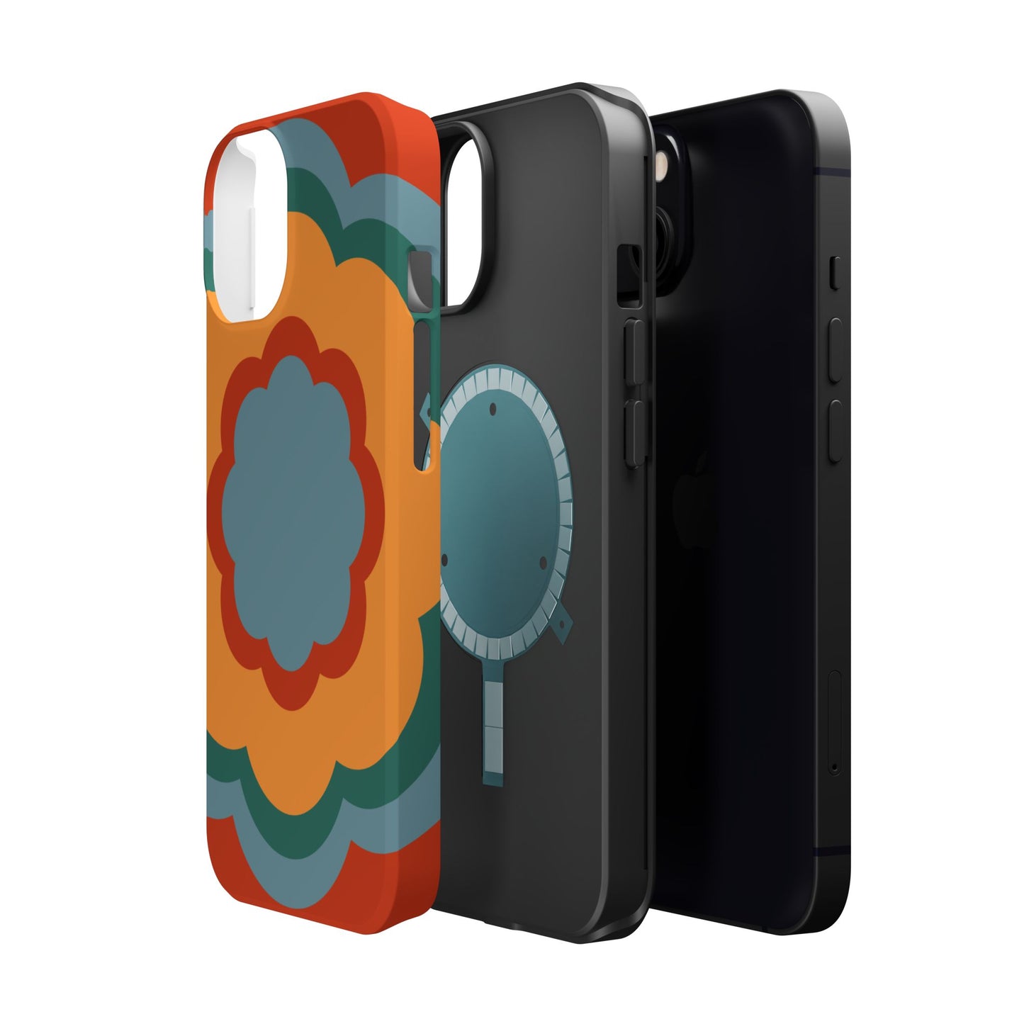 Retro Flower Power MagSafe iPhone Case – Bold 70s-Inspired Design with Dual-Layer Protection