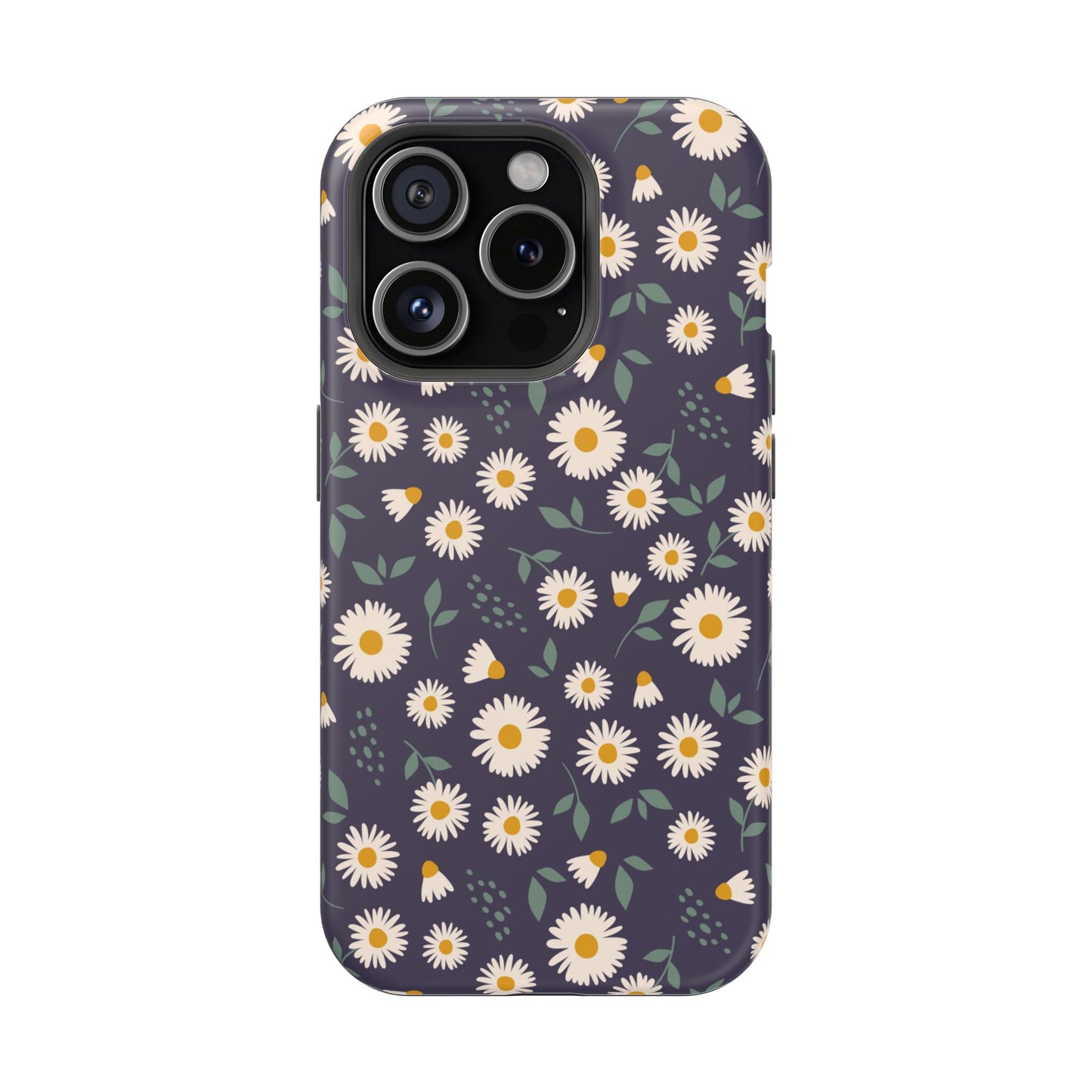 Midnight Daisy MagSafe iPhone Case – Dark Navy Floral Design, Slim and Protective