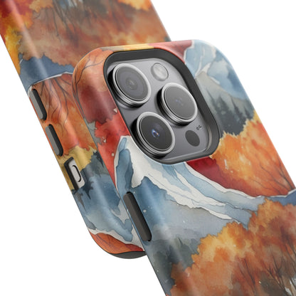 Autumn Mountain Forest Watercolor - MagSafe iPhone Case