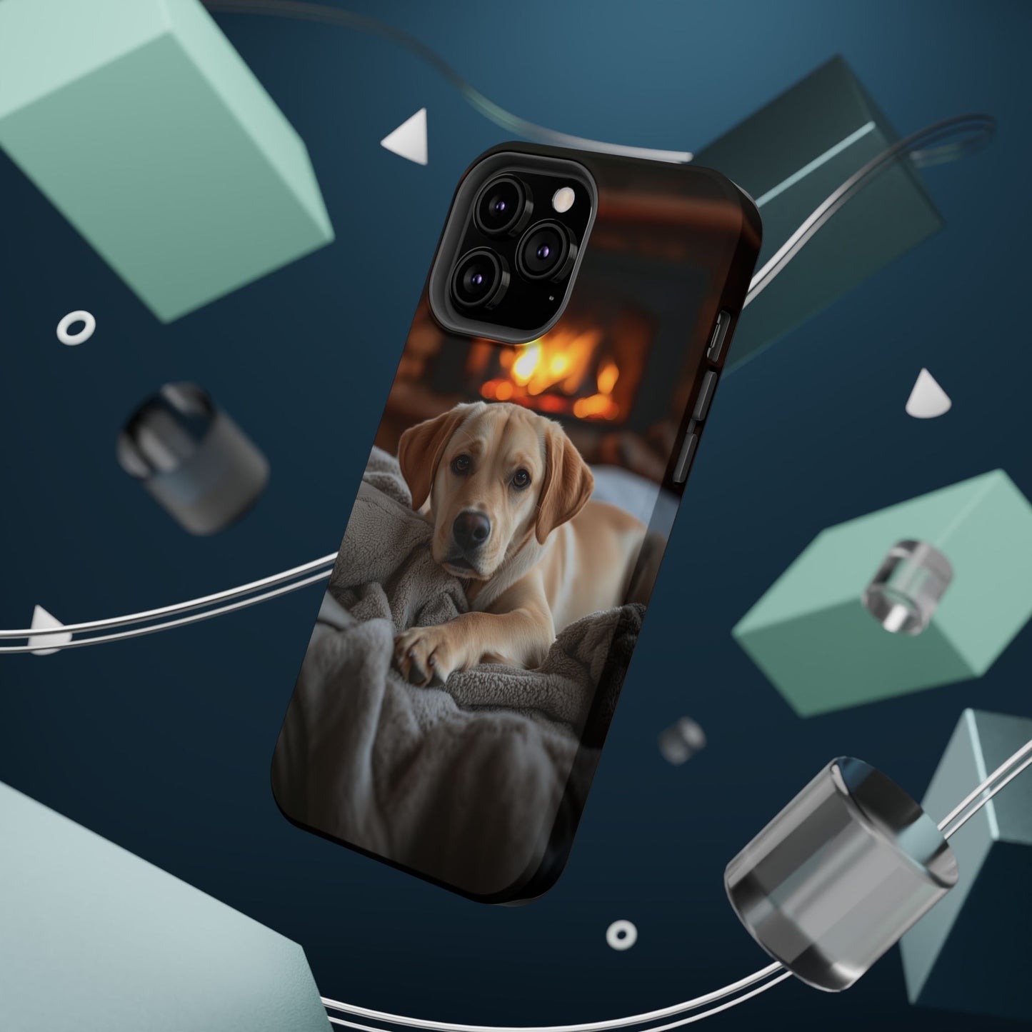 Cozy Golden Retriever by the Fireplace - MagSafe Case